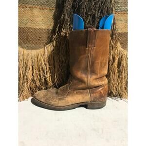 Justin Men Cowboy Leather Western Boots US Men Size 10.5